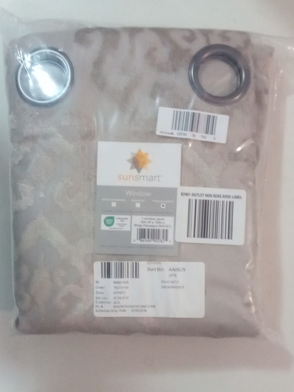 SunSmart Grommet Window Curtain Panel Light Taupe Blackout 108" NWT $110 Mirage